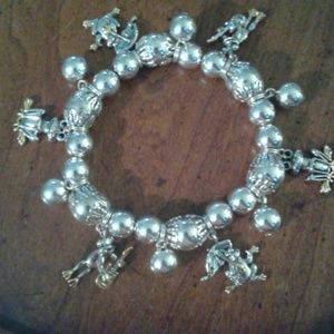 SALE! Vintage "Best" frog silver plated charms and bracelet